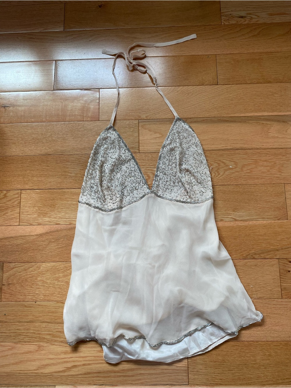 Vintage Silk Beaded Going Out Halter Top